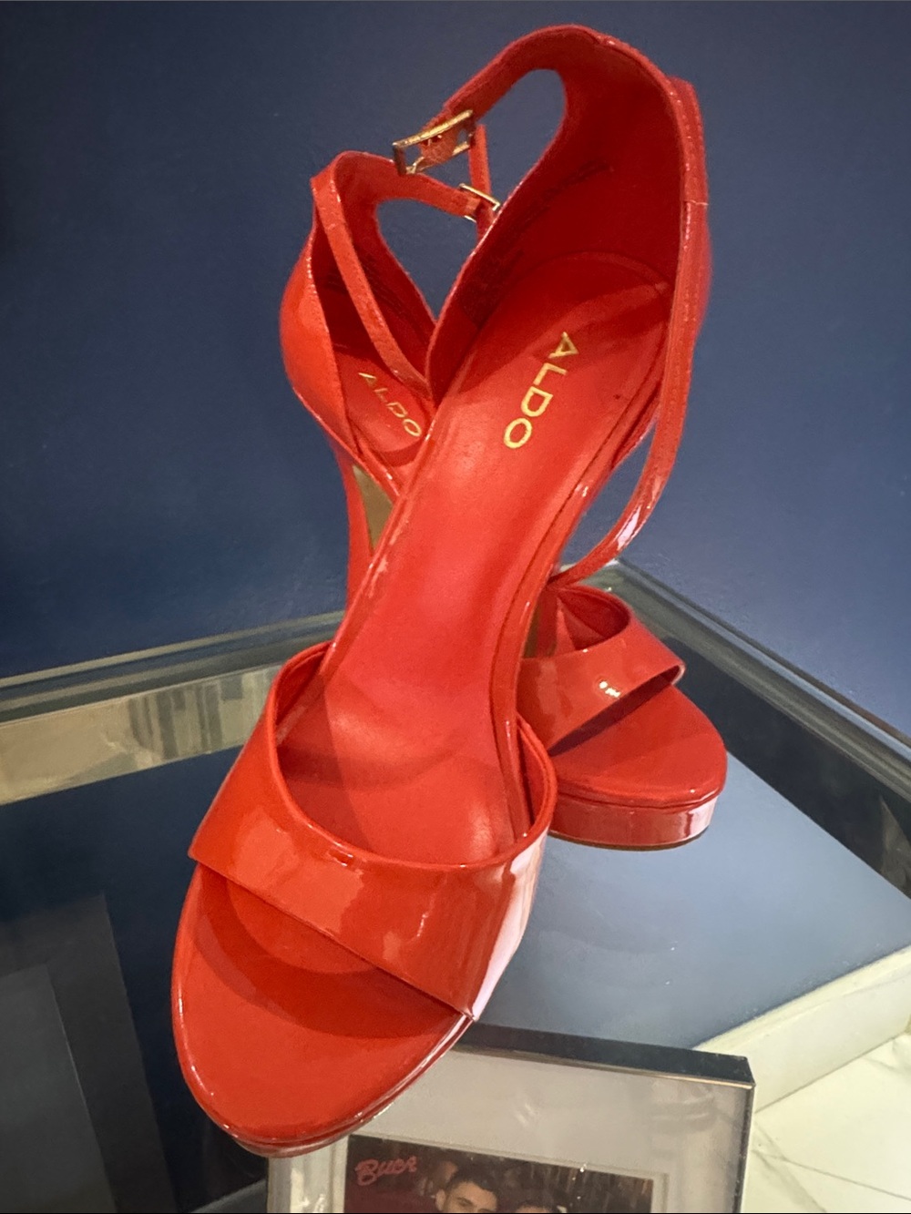 ALDO Orange Patent Leather Strappy High-Heel Sandals